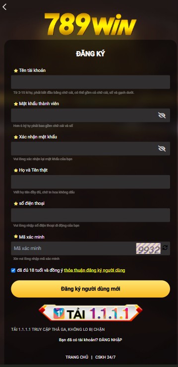 Cách đăng ký 789win chi tiết